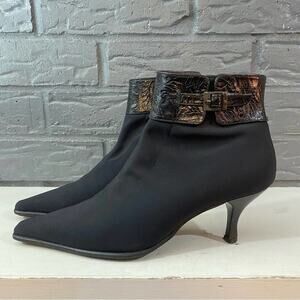 DONALD J PLINER BLACK LUCYA SIZE 6 KITTEN HEEL POINTED‎ TOE BOOTIES